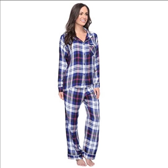 NWT Revolve Plush Apparel Blue Red Plaid Matching Pajama Set holiday ready - Picture 4 of 9
